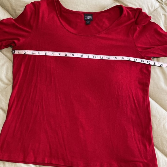 Eileen Fisher Red Rayon Scoop Neck, Long Sleeve T Shirt Top, Size Large. - Picture 3 of 7